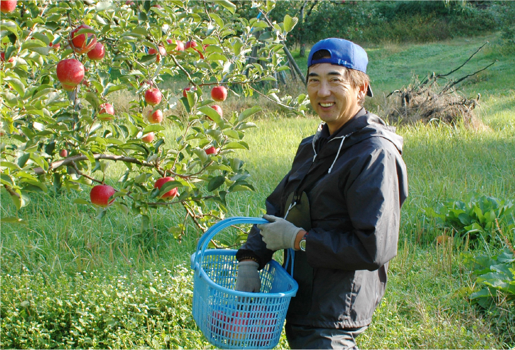 当店のりんごはすべて「減農薬栽培」です
